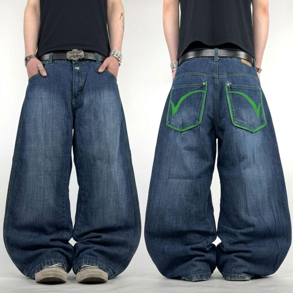Vintage y2k rare embroidered grunge archive baggy wide leg skater jeans